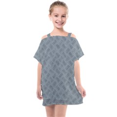 Grey Diamond Plate Metal Texture Kids  One Piece Chiffon Dress by SpinnyChairDesigns