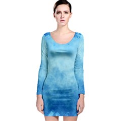 Abstract Sky Blue Texture Long Sleeve Bodycon Dress by SpinnyChairDesigns