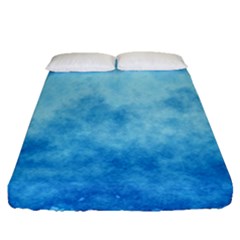 Abstract Sky Blue Texture Fitted Sheet (queen Size) by SpinnyChairDesigns