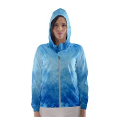 Abstract Sky Blue Texture Women s Hooded Windbreaker by SpinnyChairDesigns