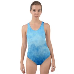 Abstract Sky Blue Texture Cut-out Back One Piece Swimsuit by SpinnyChairDesigns