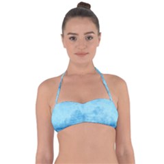 Abstract Sky Blue Texture Halter Bandeau Bikini Top by SpinnyChairDesigns