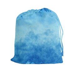 Abstract Sky Blue Texture Drawstring Pouch (2xl) by SpinnyChairDesigns