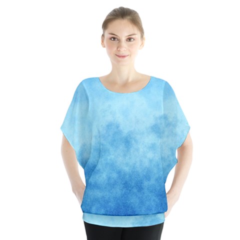 Abstract Sky Blue Texture Batwing Chiffon Blouse by SpinnyChairDesigns