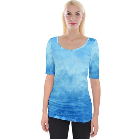 Abstract Sky Blue Texture Wide Neckline Tee by SpinnyChairDesigns