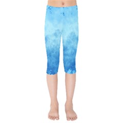 Abstract Sky Blue Texture Kids  Capri Leggings 