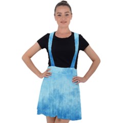 Abstract Sky Blue Texture Velvet Suspender Skater Skirt by SpinnyChairDesigns