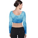 Abstract Sky Blue Texture Velvet Long Sleeve Crop Top View2