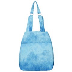 Abstract Sky Blue Texture Center Zip Backpack by SpinnyChairDesigns