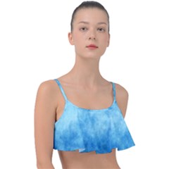 Abstract Sky Blue Texture Frill Bikini Top by SpinnyChairDesigns