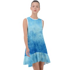 Abstract Sky Blue Texture Frill Swing Dress by SpinnyChairDesigns