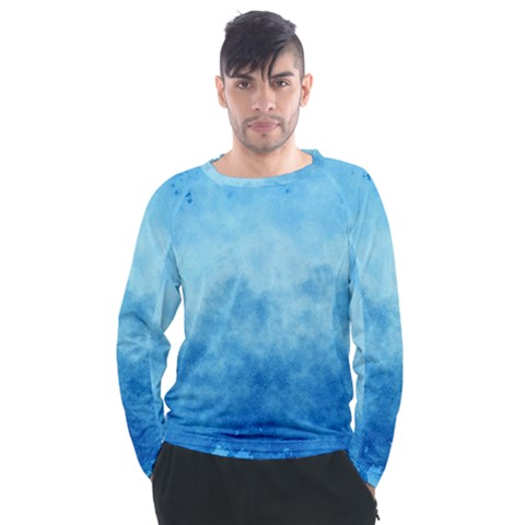 Abstract Sky Blue Texture Men s Long Sleeve Raglan Tee by SpinnyChairDesigns