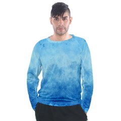 Abstract Sky Blue Texture Men s Long Sleeve Raglan Tee