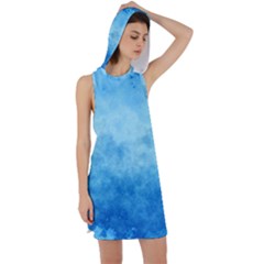 Abstract Sky Blue Texture Racer Back Hoodie Dress by SpinnyChairDesigns