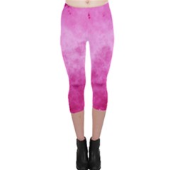 Abstract Pink Grunge Texture Capri Leggings  by SpinnyChairDesigns