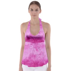 Abstract Pink Grunge Texture Babydoll Tankini Top by SpinnyChairDesigns