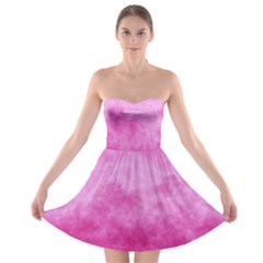 Abstract Pink Grunge Texture Strapless Bra Top Dress by SpinnyChairDesigns