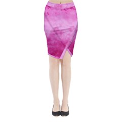 Abstract Pink Grunge Texture Midi Wrap Pencil Skirt by SpinnyChairDesigns