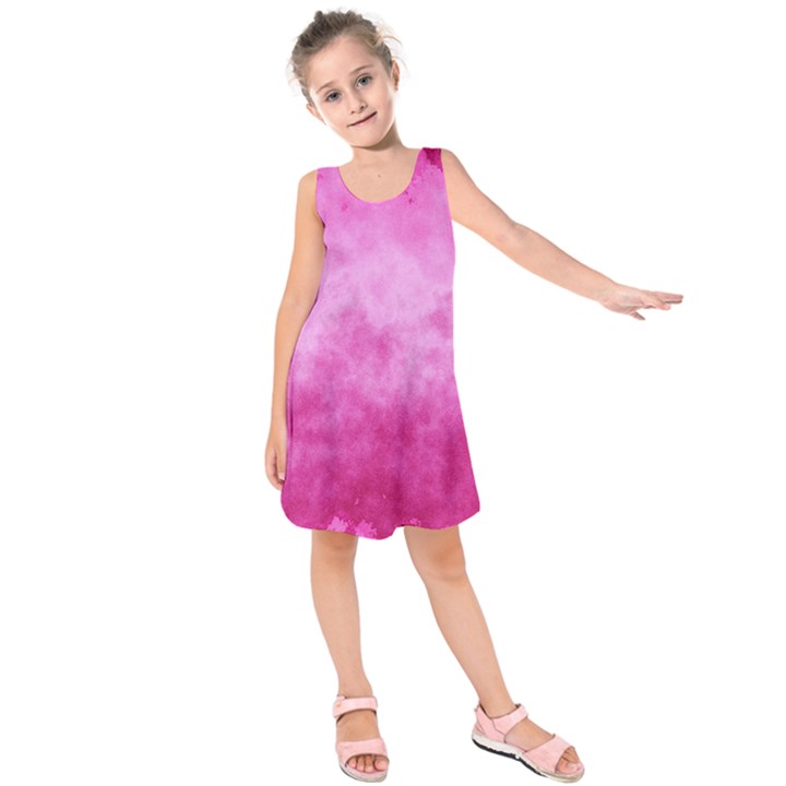 Abstract Pink Grunge Texture Kids  Sleeveless Dress