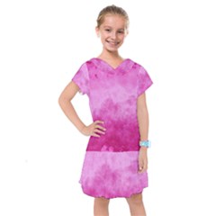 Abstract Pink Grunge Texture Kids  Drop Waist Dress by SpinnyChairDesigns