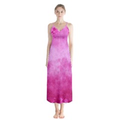 Abstract Pink Grunge Texture Button Up Chiffon Maxi Dress by SpinnyChairDesigns