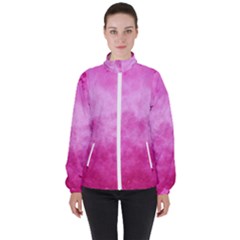 Abstract Pink Grunge Texture Women s High Neck Windbreaker by SpinnyChairDesigns