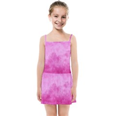 Abstract Pink Grunge Texture Kids  Summer Sun Dress by SpinnyChairDesigns