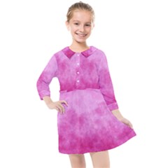 Abstract Pink Grunge Texture Kids  Quarter Sleeve Shirt Dress by SpinnyChairDesigns