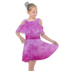 Abstract Pink Grunge Texture Kids  Shoulder Cutout Chiffon Dress by SpinnyChairDesigns