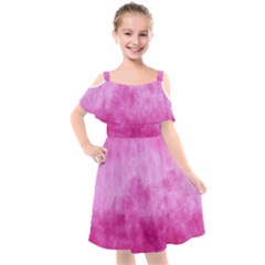 Abstract Pink Grunge Texture Kids  Cut Out Shoulders Chiffon Dress by SpinnyChairDesigns