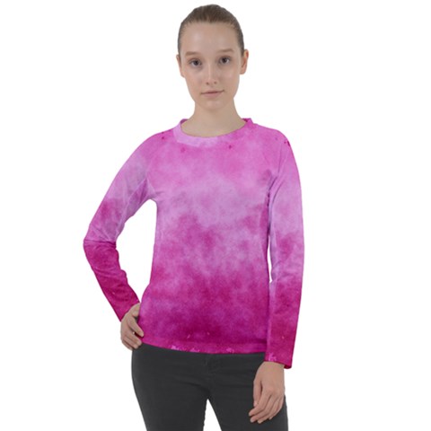 Abstract Pink Grunge Texture Women s Long Sleeve Raglan Tee by SpinnyChairDesigns