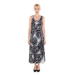 Abstract Paisley Black And White Sleeveless Maxi Dress by SpinnyChairDesigns