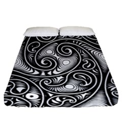 Abstract Paisley Black And White Fitted Sheet (queen Size) by SpinnyChairDesigns