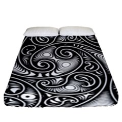 Abstract Paisley Black And White Fitted Sheet (king Size) by SpinnyChairDesigns