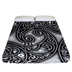 Abstract Paisley Black And White Fitted Sheet (california King Size) by SpinnyChairDesigns