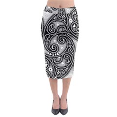 Abstract Paisley Black And White Midi Pencil Skirt by SpinnyChairDesigns