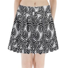 Abstract Paisley Black And White Pleated Mini Skirt by SpinnyChairDesigns