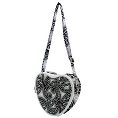 Abstract Paisley Black And White Heart Shoulder Bag