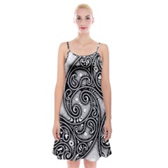 Abstract Paisley Black And White Spaghetti Strap Velvet Dress by SpinnyChairDesigns