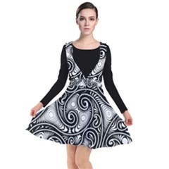 Abstract Paisley Black And White Plunge Pinafore Dress by SpinnyChairDesigns