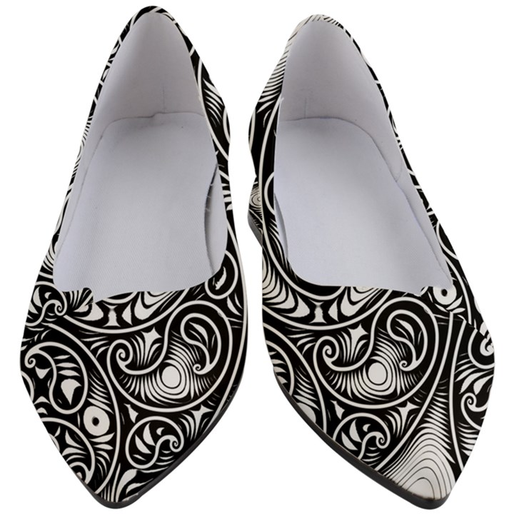 Abstract Paisley Black and White Women s Block Heels 