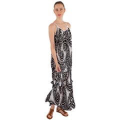 Abstract Paisley Black And White Cami Maxi Ruffle Chiffon Dress by SpinnyChairDesigns