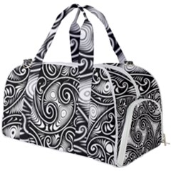 Abstract Paisley Black And White Burner Gym Duffel Bag by SpinnyChairDesigns