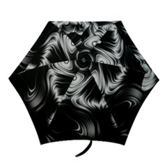 Black And White Abstract Swirls Mini Folding Umbrellas by SpinnyChairDesigns