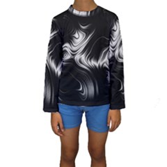 Black And White Abstract Swirls Kids  Long Sleeve Swimwear by SpinnyChairDesigns