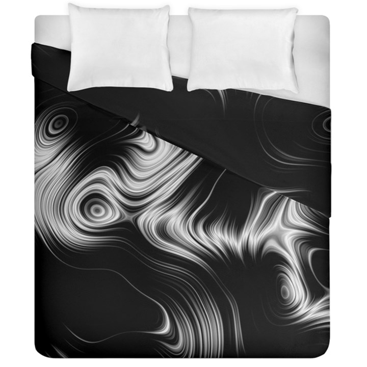 Black and White Abstract Swirls Duvet Cover Double Side (California King Size)