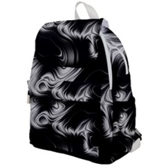 Black And White Abstract Swirls Top Flap Backpack by SpinnyChairDesigns