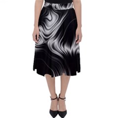 Black And White Abstract Swirls Classic Midi Skirt