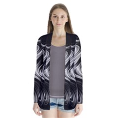 Black And White Abstract Swirls Drape Collar Cardigan by SpinnyChairDesigns