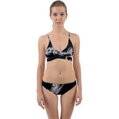 Black And White Abstract Swirls Wrap Around Bikini Set by SpinnyChairDesigns